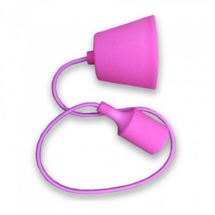 Φωτιστικό - Ανάρτηση Ε27 με Υφασμάτινο Καλώδιο Ροζέτα και Ντουί Ρόζ 3479