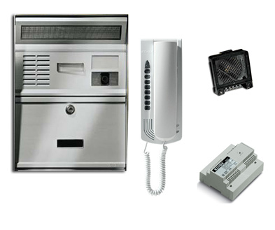 62AP - Επίτοιχο κιτ θυροτηλεφώνου μιας οικογένειας με μπουτονιέρα με γραμματοκιβώτιο