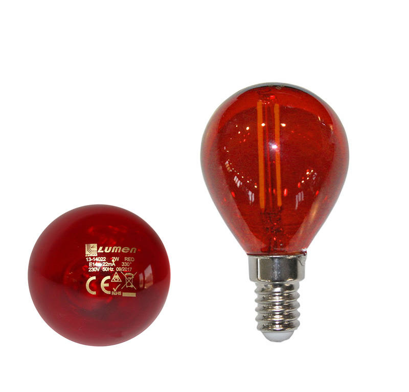 LED COG ΣΦΑΙΡΙΚΟ Ε14 2W 230V ΚΟΚΚΙΝΟ