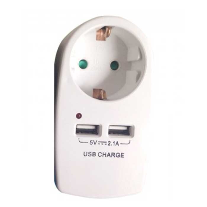 Πρίζα Σούκο με Γείωση και 2 Θύρες USB ʼσπρο 8795
