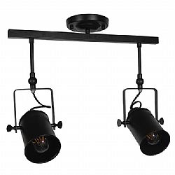 Vintage Φωτιστικό Οροφής Δίφωτο Μαύρο Μεταλλικό Ράγα GloboStar HOLLYWOOD 01154