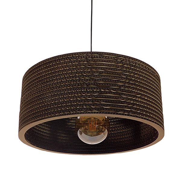 Vintage Κρεμαστό Φωτιστικό Οροφής Μονόφωτο 3D από Επεξεργασμένο Σκληρό Καφέ Χαρτόνι Καμπάνα Φ50 GloboStar SKOPELOS 01297