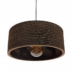 Vintage Κρεμαστό Φωτιστικό Οροφής Μονόφωτο 3D από Επεξεργασμένο Σκληρό Καφέ Χαρτόνι Καμπάνα Φ50 GloboStar SKOPELOS 01297