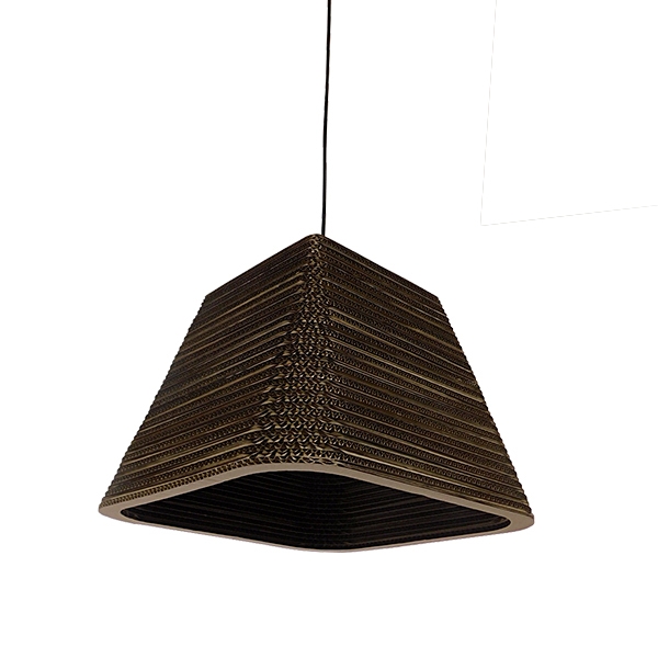 Vintage Κρεμαστό Φωτιστικό Οροφής Μονόφωτο 3D από Επεξεργασμένο Σκληρό Καφέ Χαρτόνι Καμπάνα Φ38 GloboStar CORFU 01295