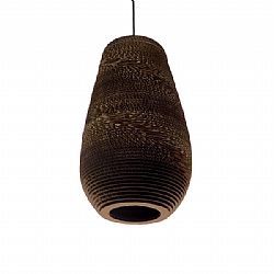 Vintage Κρεμαστό Φωτιστικό Οροφής Μονόφωτο 3D από Επεξεργασμένο Σκληρό Καφέ Χαρτόνι Καμπάνα Φ25 GloboStar IKARIA 01294