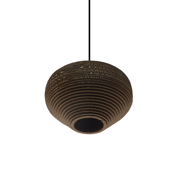 Vintage Κρεμαστό Φωτιστικό Οροφής Μονόφωτο 3D από Επεξεργασμένο Σκληρό Καφέ Χαρτόνι Καμπάνα Φ30 GloboStar ZAKYNTHOS 01293