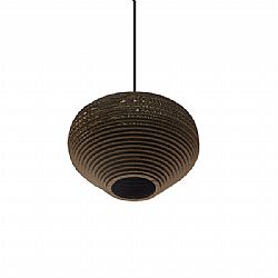 Vintage Κρεμαστό Φωτιστικό Οροφής Μονόφωτο 3D από Επεξεργασμένο Σκληρό Καφέ Χαρτόνι Καμπάνα Φ30 GloboStar ZAKYNTHOS 01293