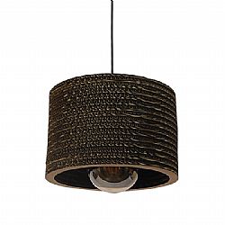 Vintage Κρεμαστό Φωτιστικό Οροφής Μονόφωτο 3D από Επεξεργασμένο Σκληρό Καφέ Χαρτόνι Καμπάνα Φ30 GloboStar PAROS 01290