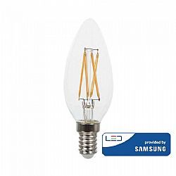 Λάμπα Led Filament E14 4W 230V 300° 400lm IP20 Samsung Chip Διάφανο Γυαλί Ζεστό Λευκό 272