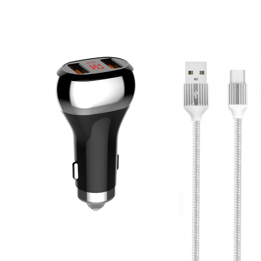 Φορτιστή αυτοκινήτου LDNIO C2, 2xUSB QC3.0, με καλώδιο Micro USB, Μαύρο