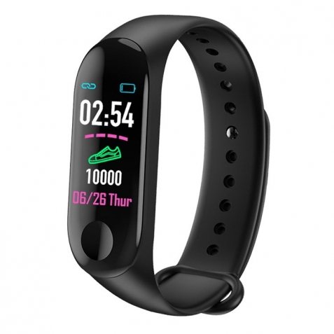 Smart bracelet No brand M3, 18mm, Bluetooth, IP67, Μαύρο - 73047