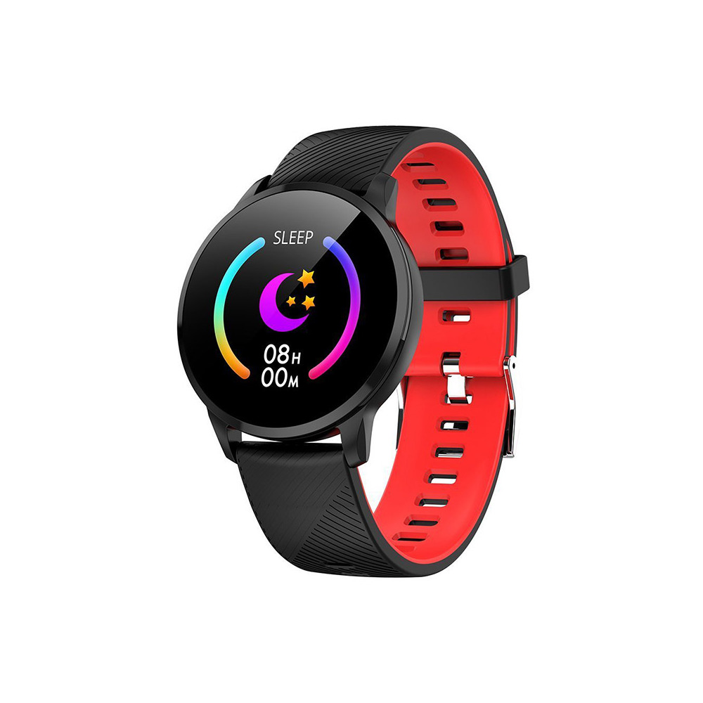 Smartwatch No brand Y16, 43mm, Bluetooth, IP67, Μαύρο -Κόκκινο - 73039