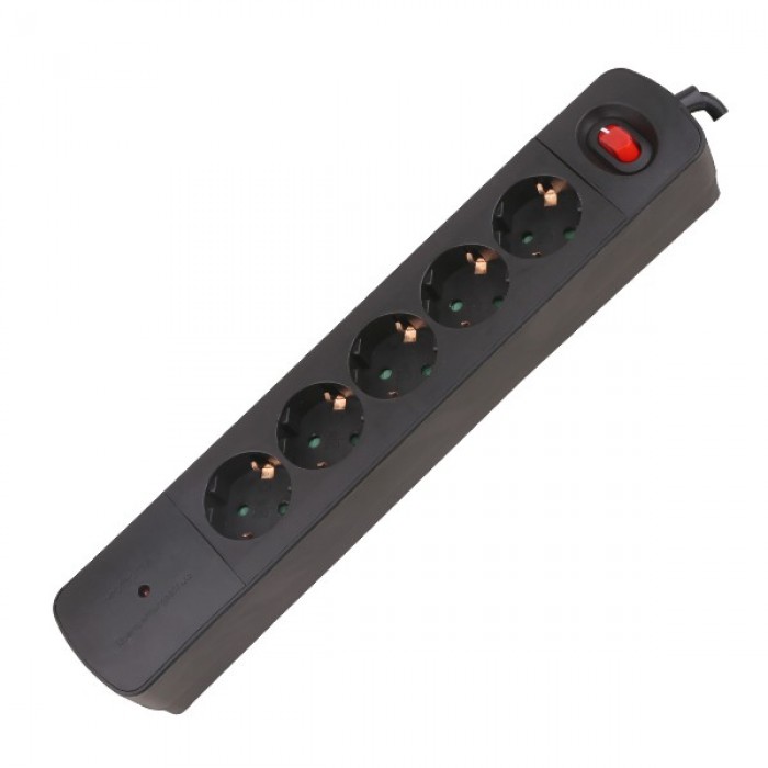 ΠΟΛΥΠΡΙΖΟ 5 ΘΕΣΕΩΝ ΣΟΥΚΟ ΜΕ ΔΙΑΚΟΠΤΗ ΚΑΙ ΚΑΛΩΔΙΟ 1.4m ΜΑΥΡΟ ΠΡΟΣΤΑΣΙΑ ΥΠΕΡΤΑΣΗΣ