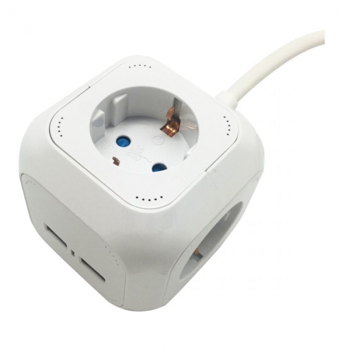 ΠΟΛΥΠΡΙΖΟ ΚΥΒΟΣ ΜΕ 4 ΠΡΙΖΕΣ 16A ΚΑΙ 2 ΘΥΡΕΣ USB 250V 16A