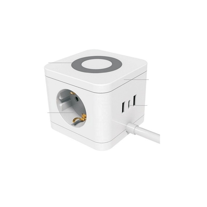 Πολύπριζο κύβος με ασύρματη φόρτιση κινητού SPOTLIGHT