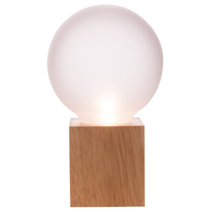  ΞΥΛΙΝΟΣ ΕΠΙΤΡΑΠΕΖΙΟΣ ΚΥΒΟΣ ΜΕ DIM 3 STEP G9 LED ΛΑMΠΤΗΡΑ & ΓΥΑΛΙ Φ80|3000K|