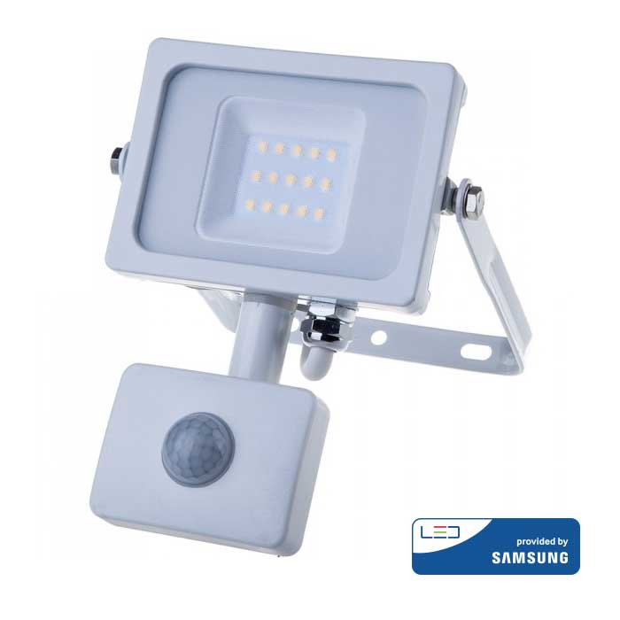 Προβολέας Led 10W Samsung Chip με Αισθητήρα Κίνησης άσπρο Σώμα Ψυχρό Λευκό 435
