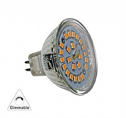 LED SMD MR16 ΓΥΑΛΙΝΟ 5W 12VAC/DC ΝΤΙΜΑΡΙΖ.110° ΘΕΡΜΟ